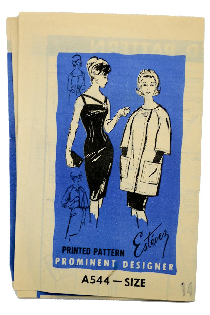 1960s Prominent Designer Vintage Pattern A544 Estévez Evening Dress