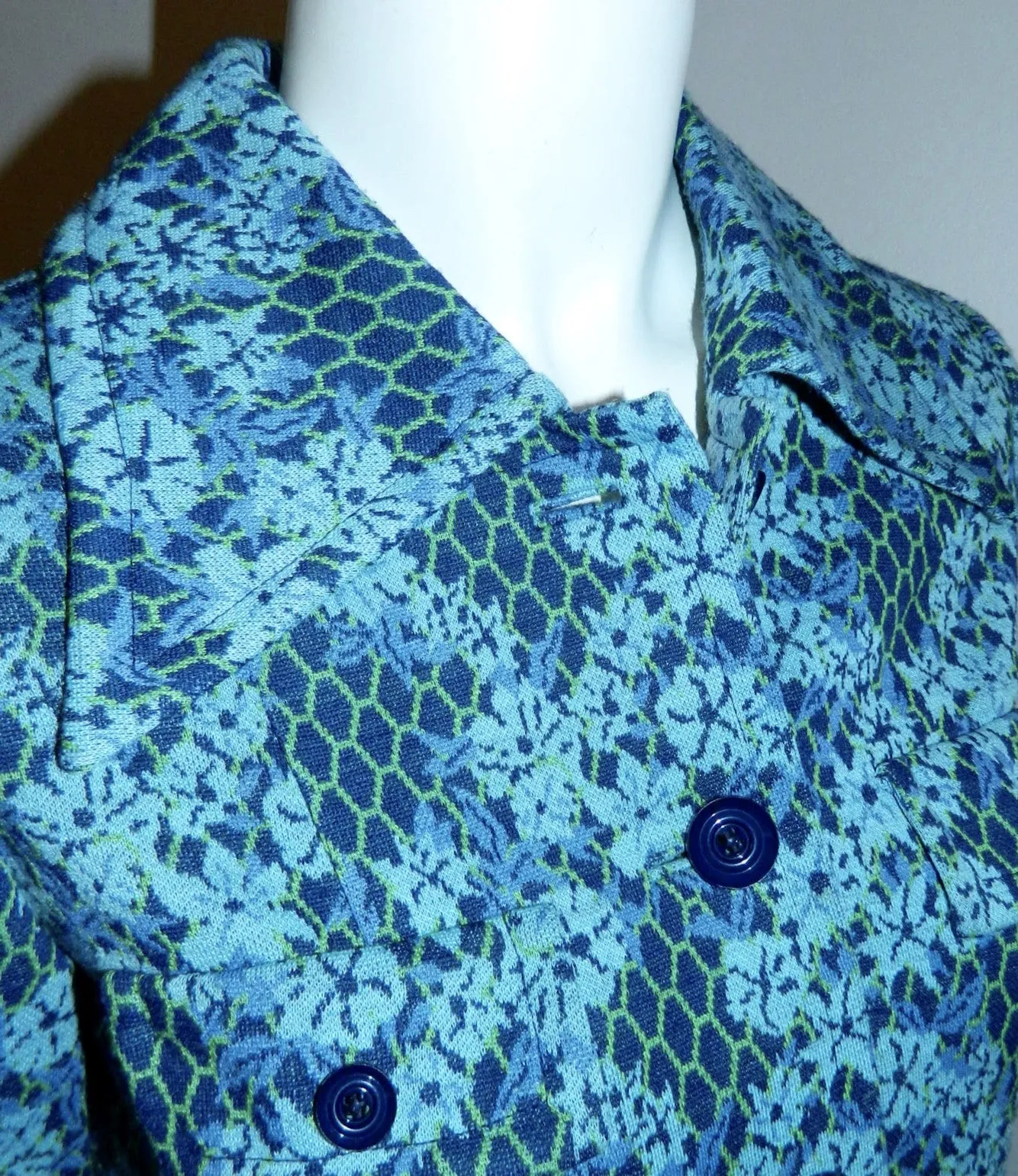 1970s vintage 49er jacket blue floral WOOL jersey blazer XS