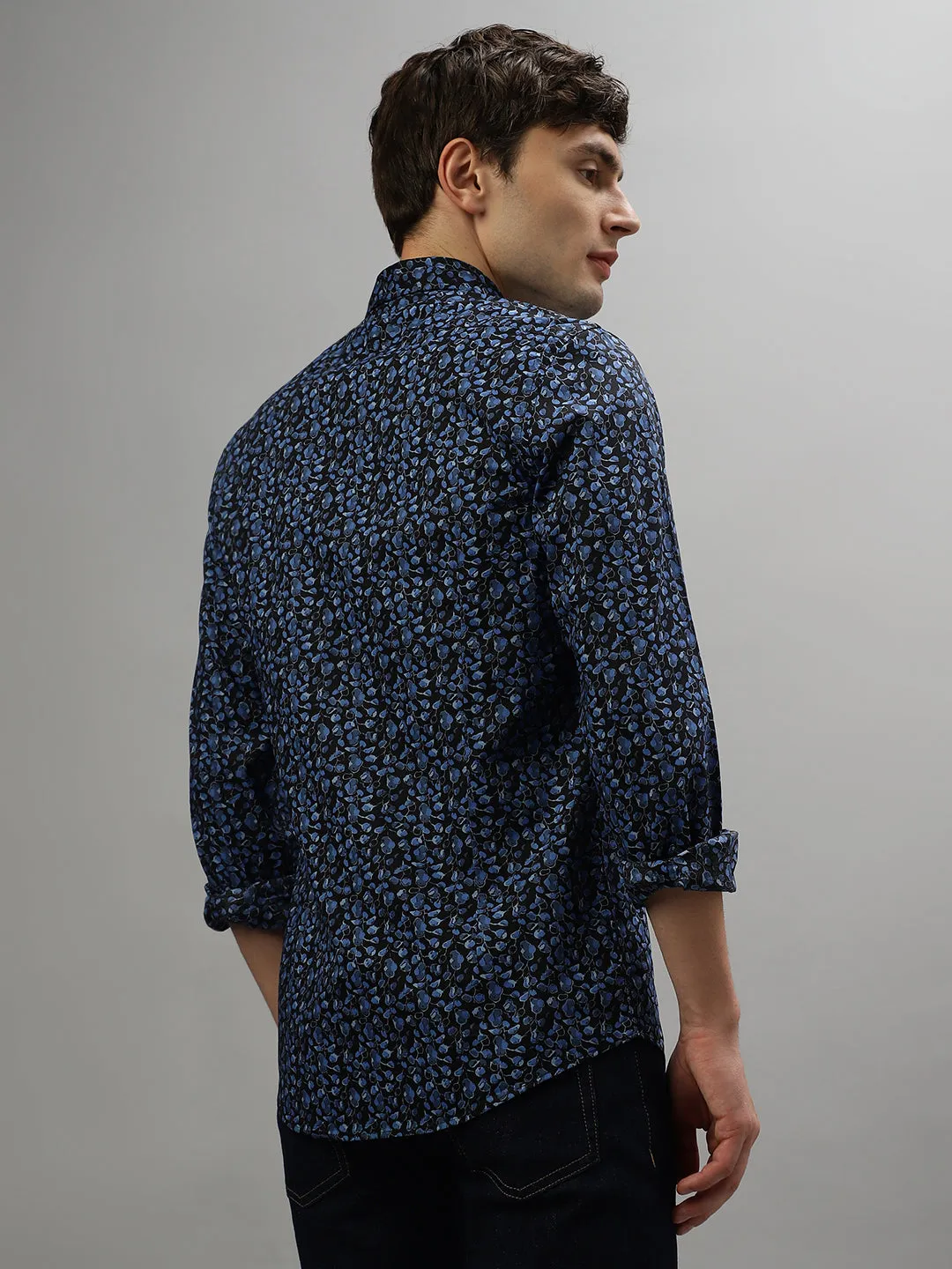 Antony Morato Blue Fashion Printed Slim Fit Shirt