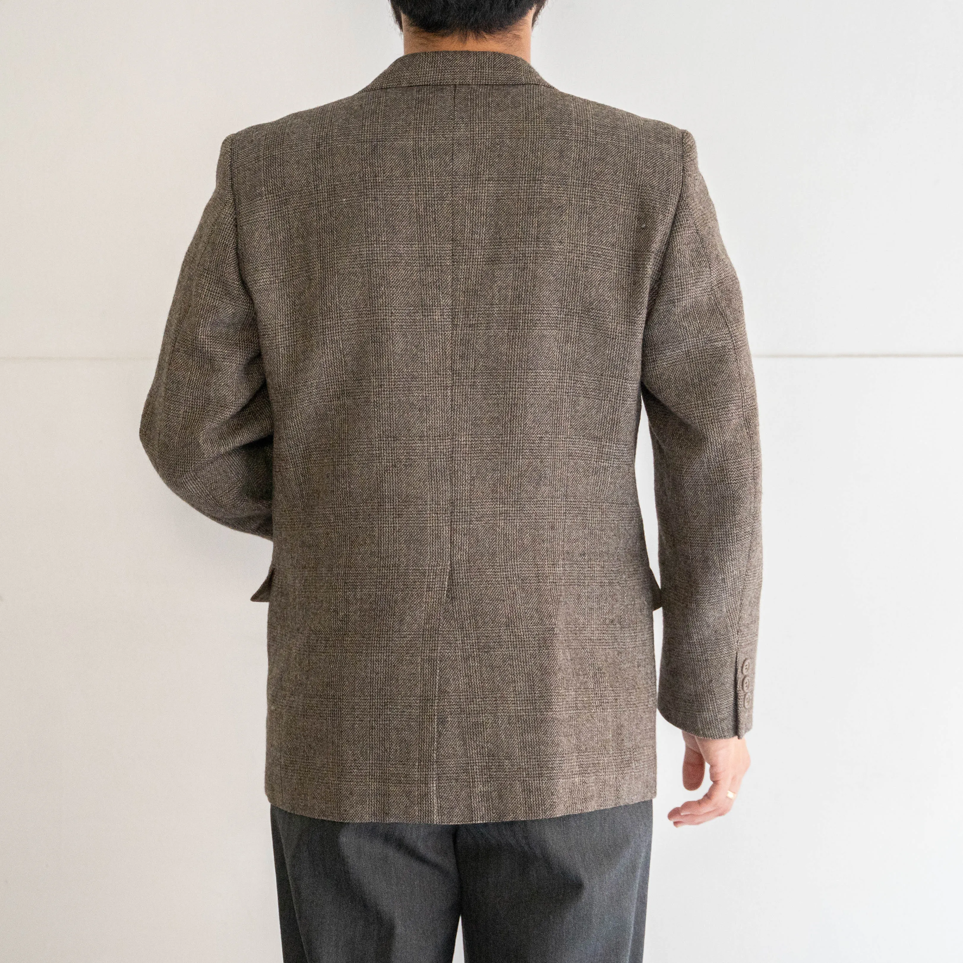 around 1980s Japan vintage checked pattern wool tailored jacket