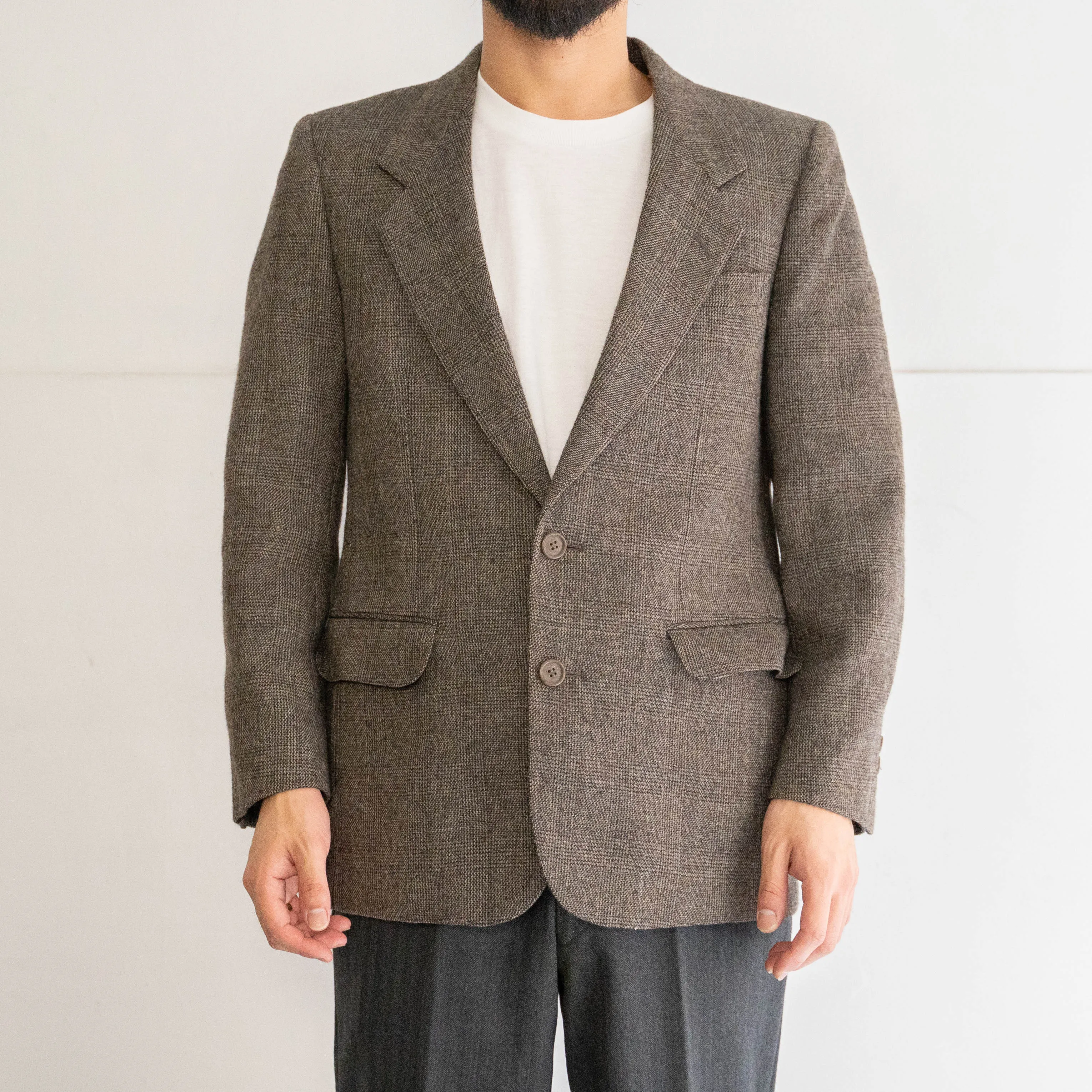 around 1980s Japan vintage checked pattern wool tailored jacket