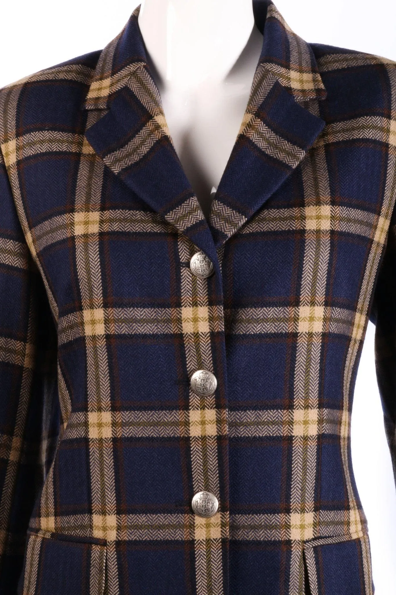 Artigiano Jacket Wool Blue and Cream Check UK Size 10