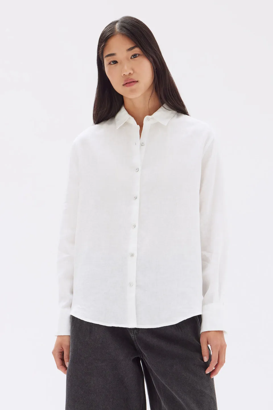 Assembly Label - Xander Linen Shirt, White