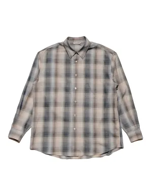 Auralee Super Light Wool Check Shirt Beige Blue Check