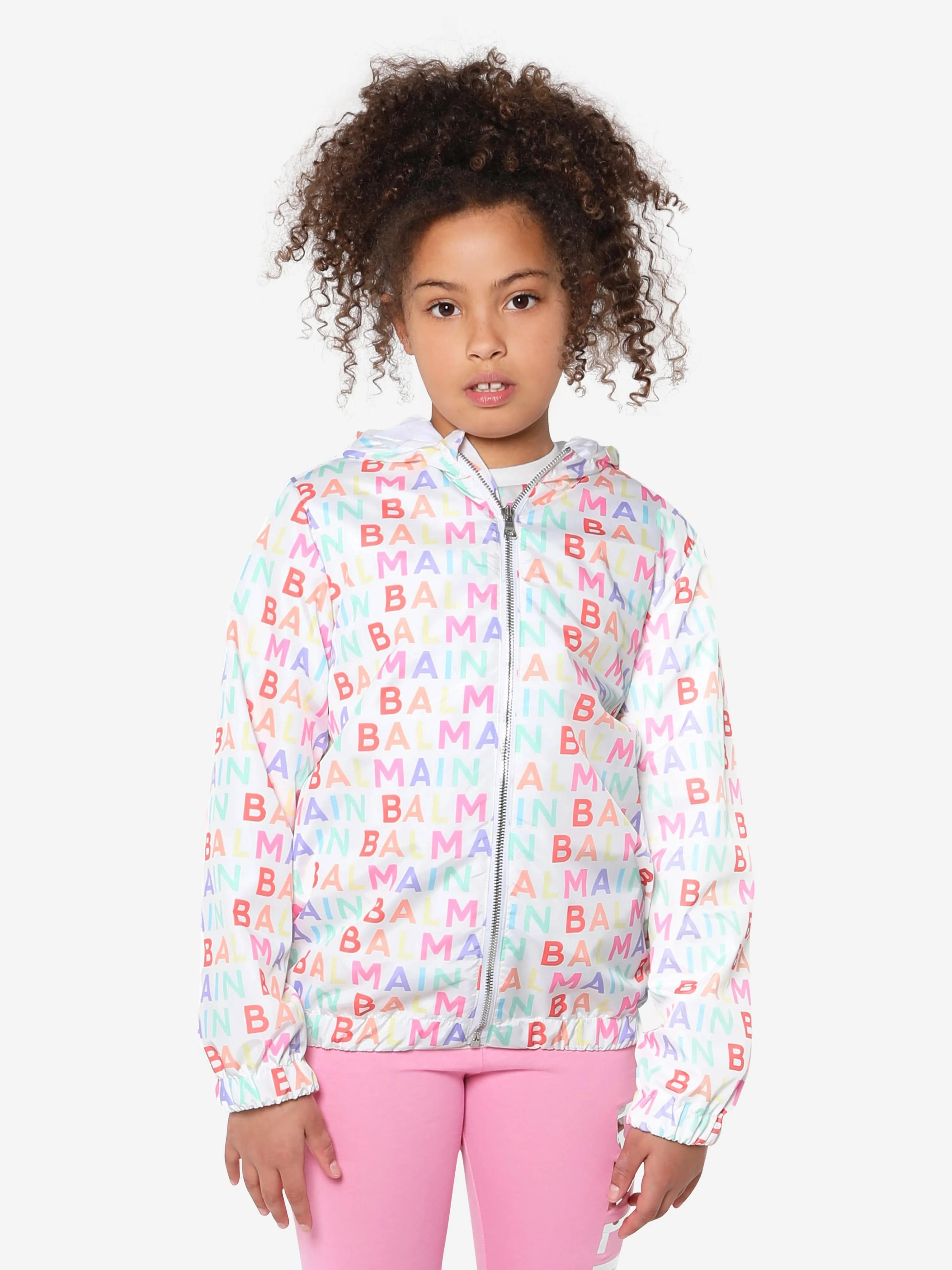 Balmain Kids Logo Print Jacket in Multicolour