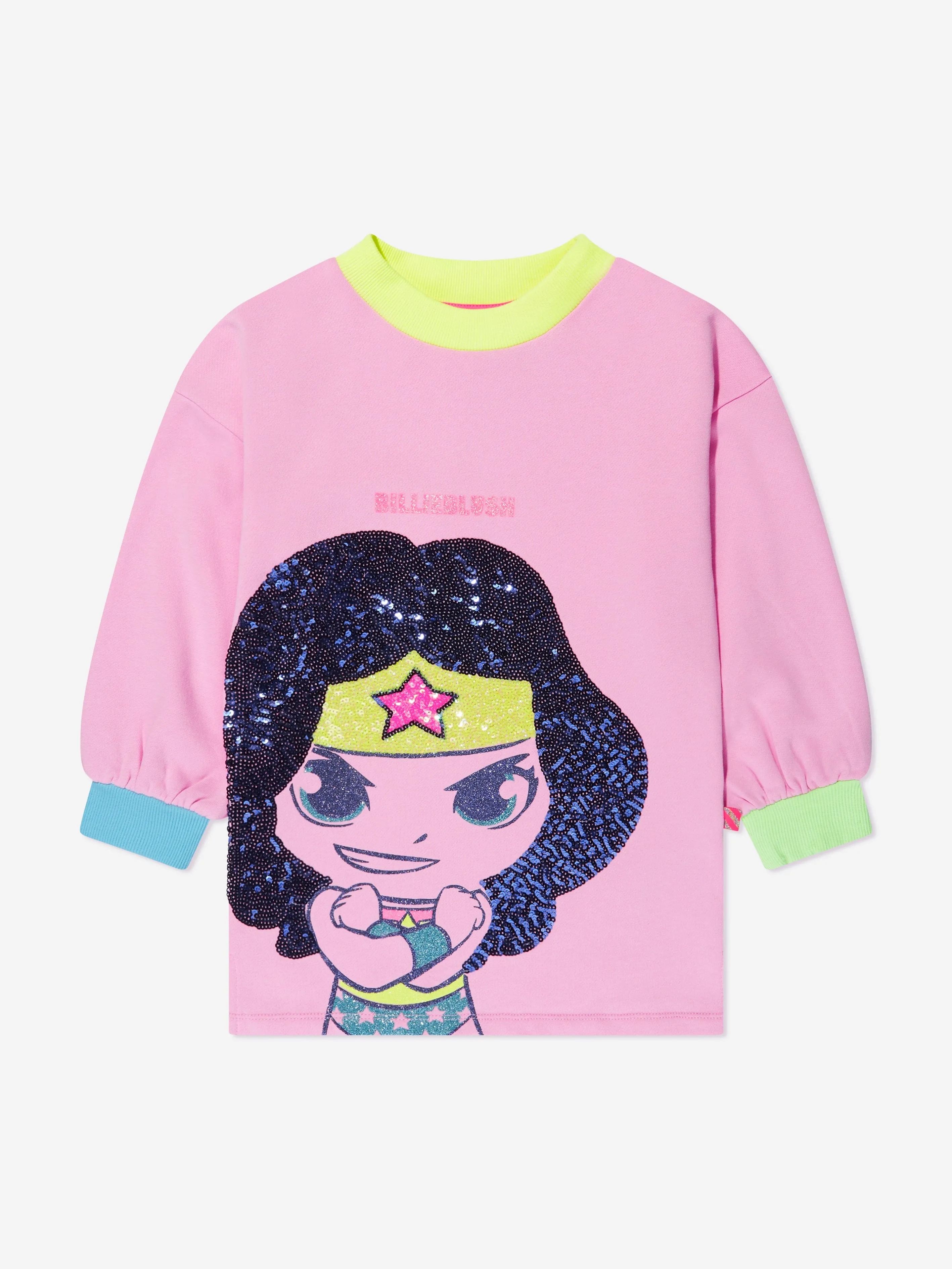 Billieblush Girls Wonder Woman Sweater Dress in Pink