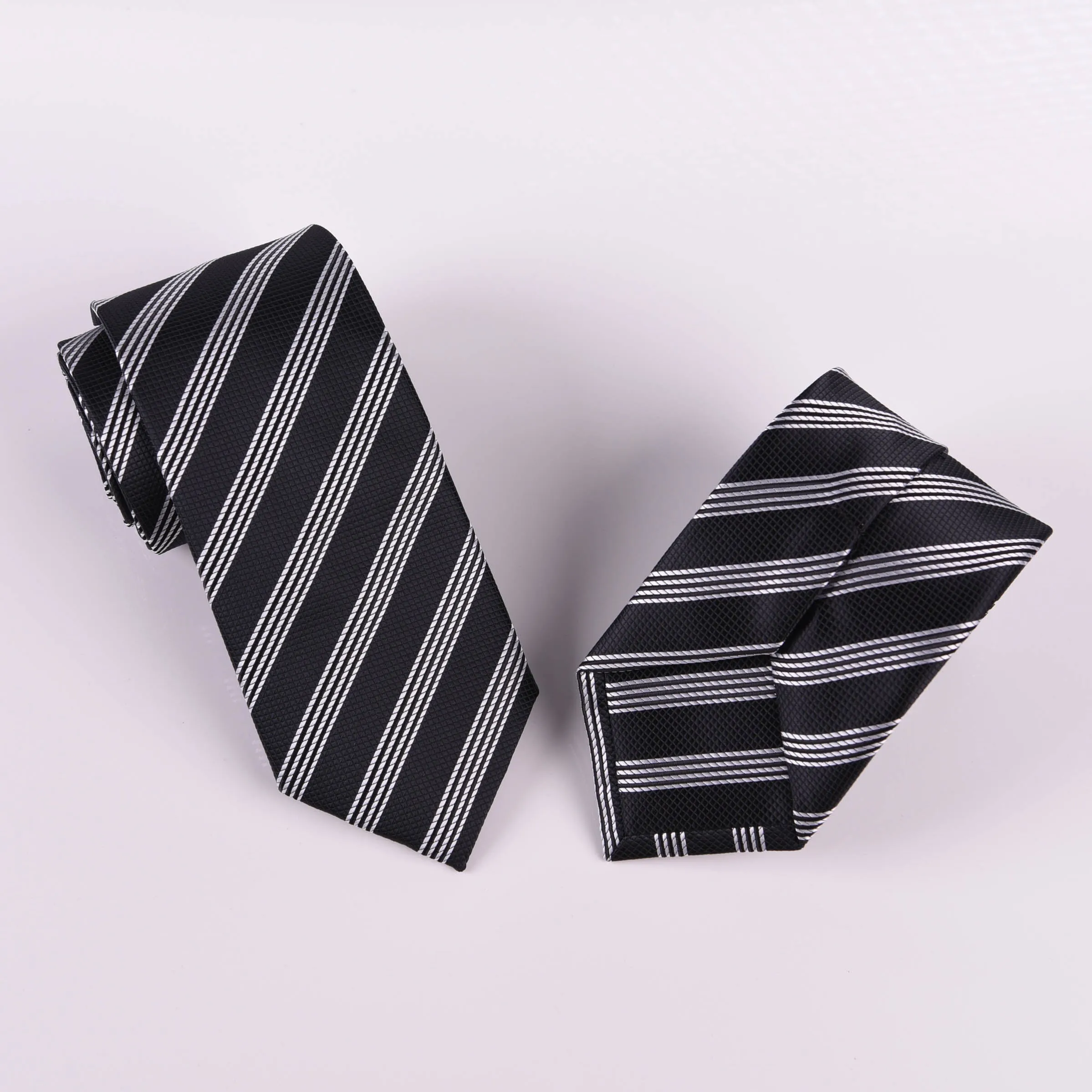 Black & Silver Stripe Formal Business Striped 3" Tie Mens Professional Fashion