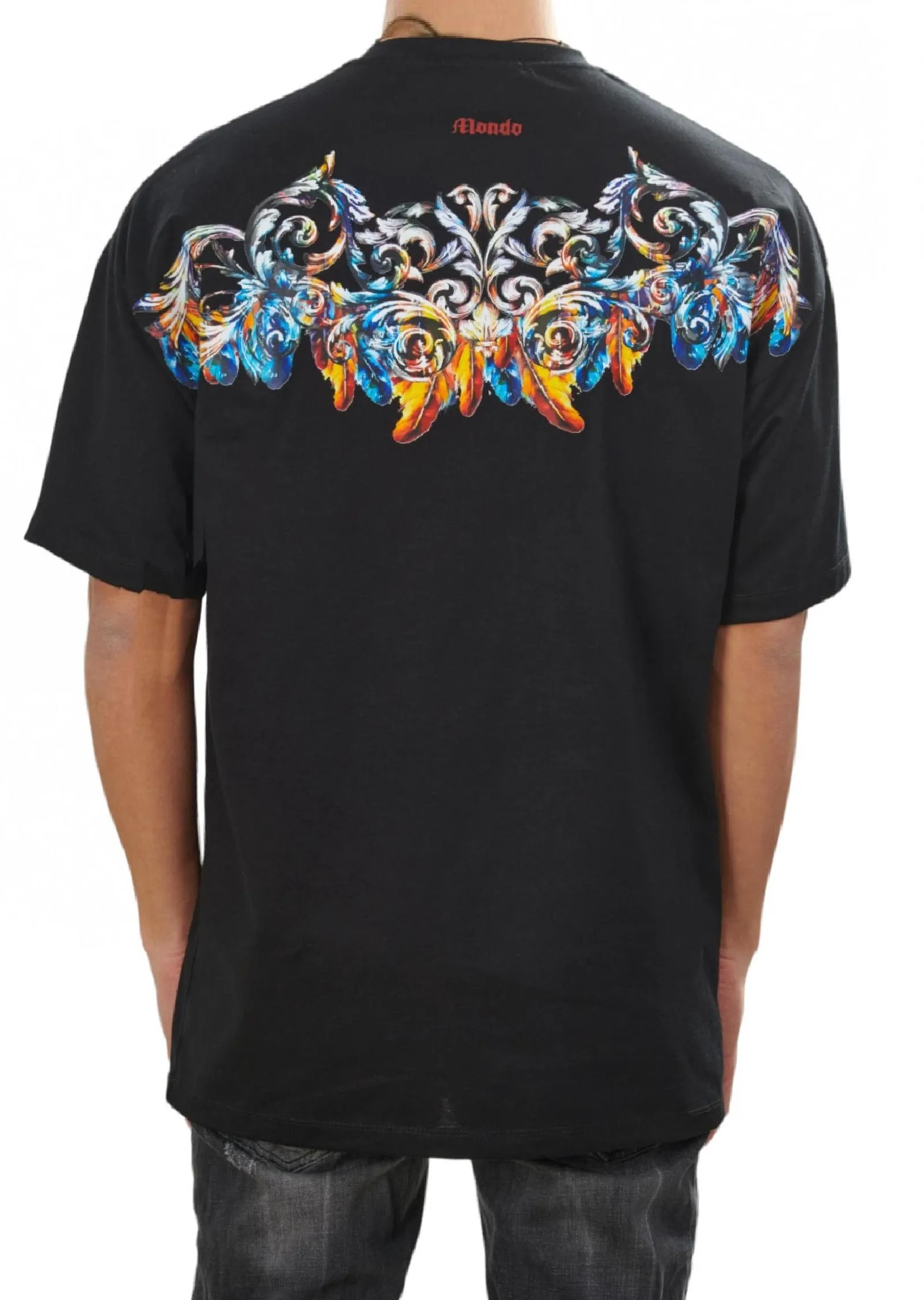 Black Crest Feather Oversize Tee