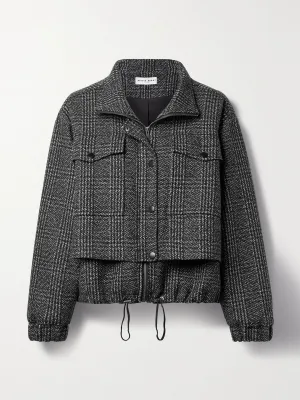 Black layered checked recycled wool-blend jacket