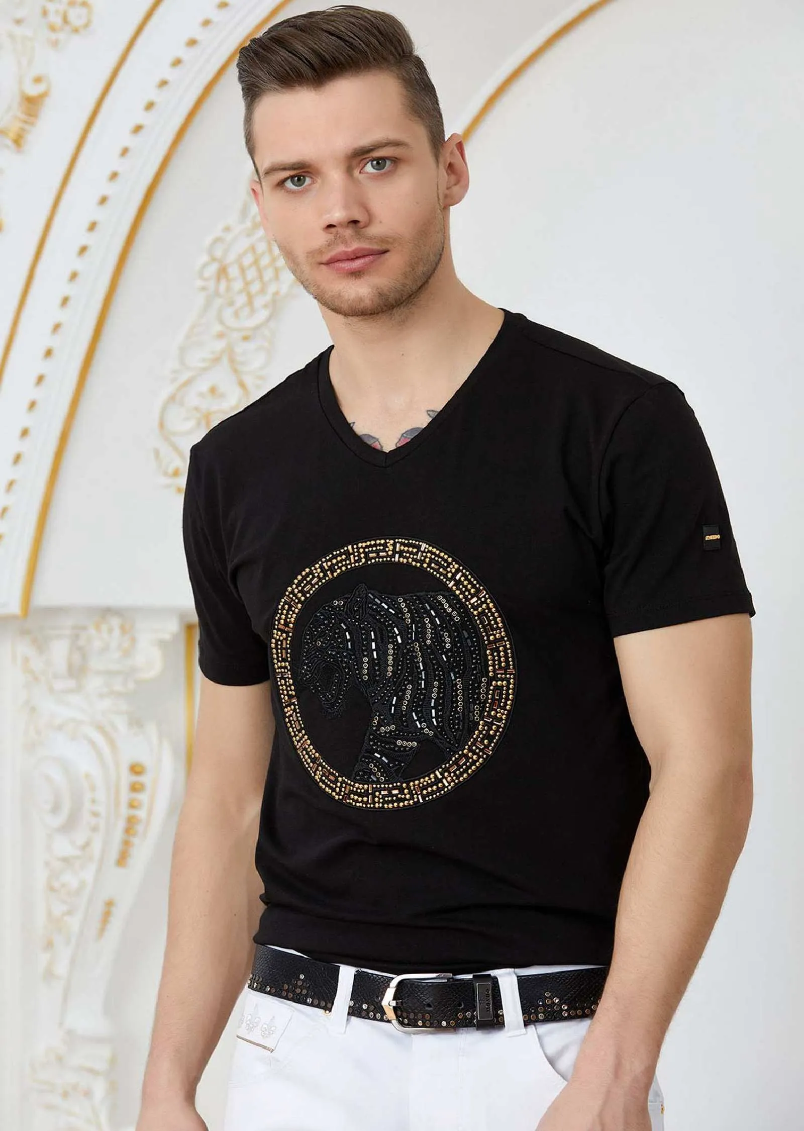 Black Leopard Rhinestone Tee