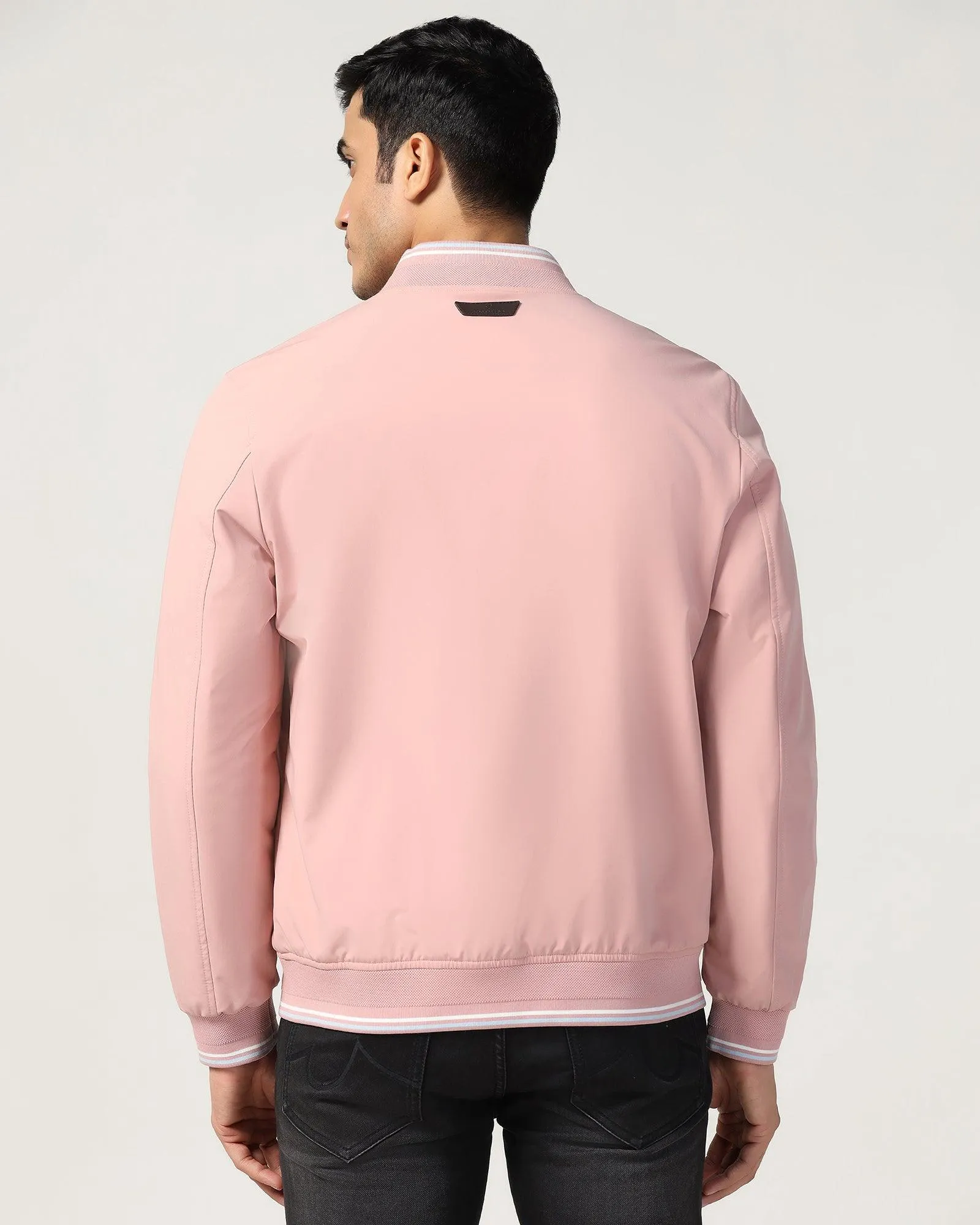 Bomber Peach Solid Zipper Jacket - Cornell