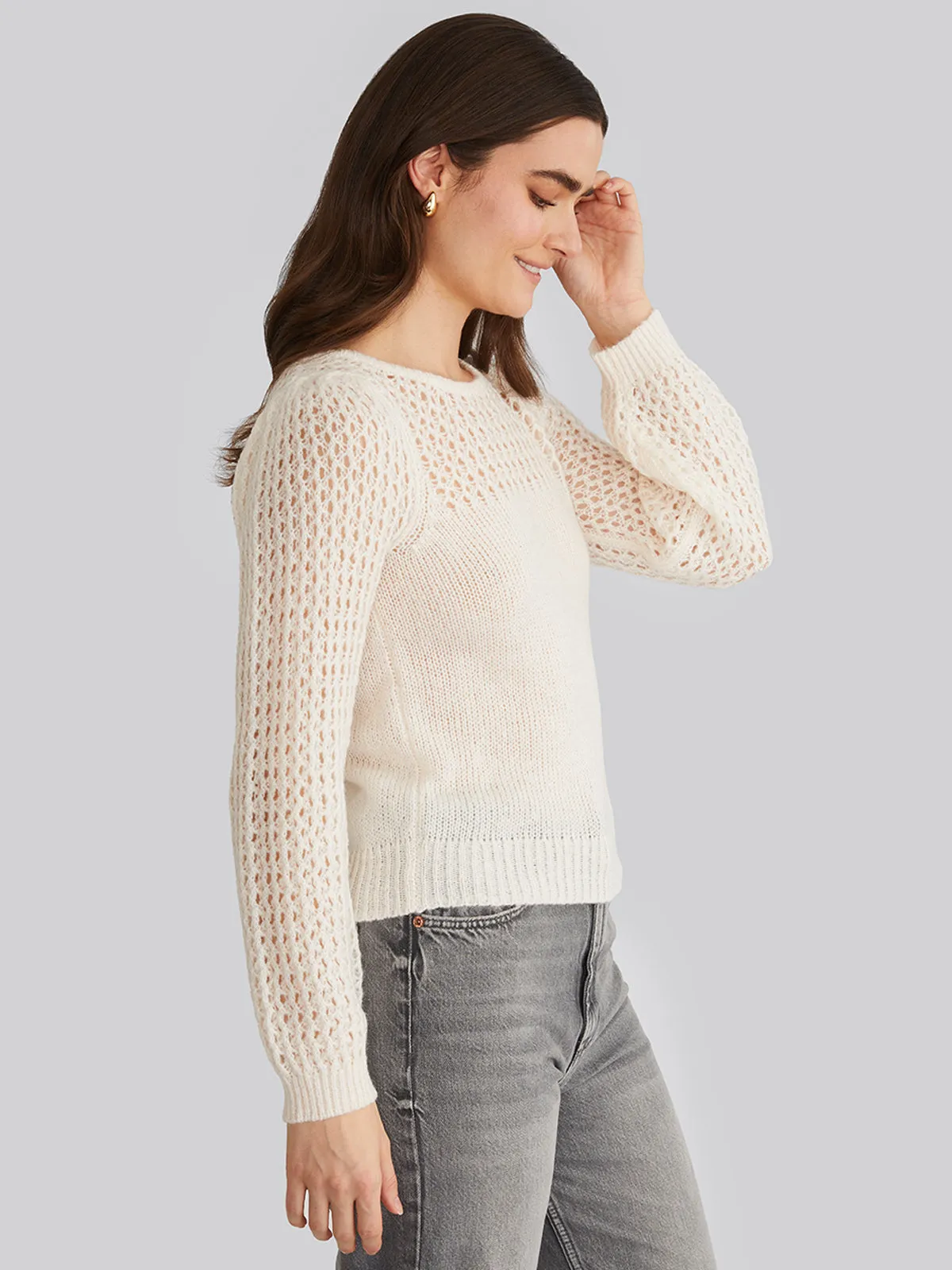 Brigid: Puff Sleeve Mesh Pullover