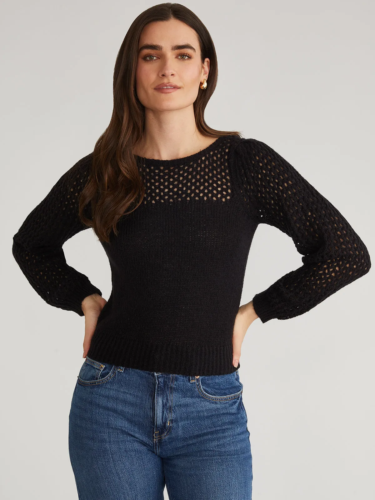 Brigid: Puff Sleeve Mesh Pullover