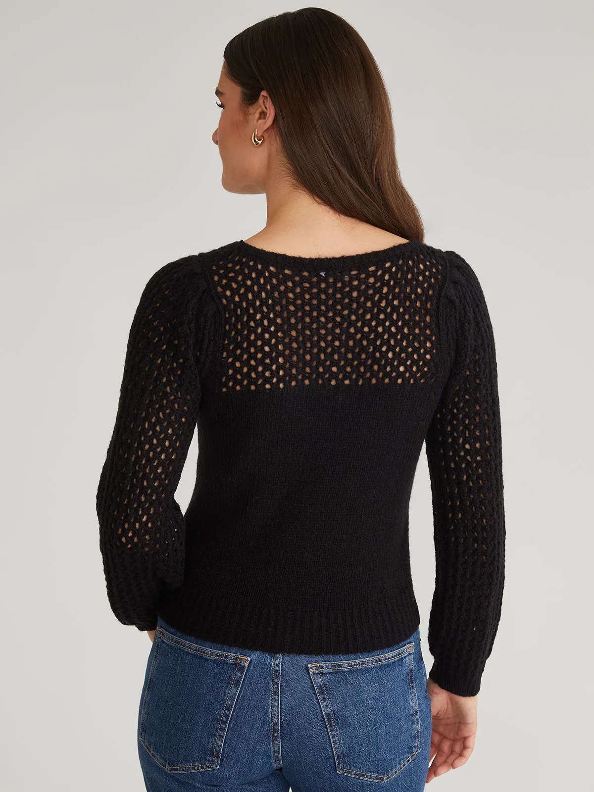 Brigid: Puff Sleeve Mesh Pullover