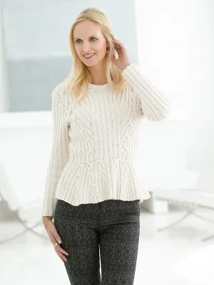 Cable Peplum Pullover Pattern (Knit)