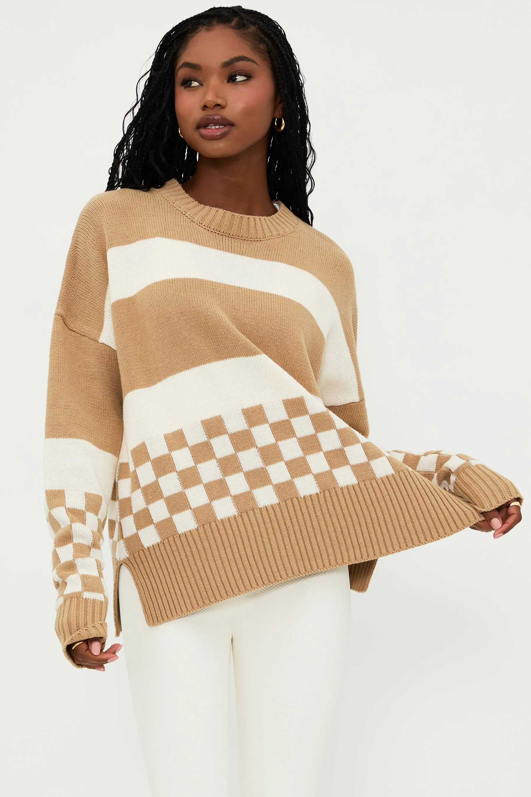 Callie Sweater Taupe Check