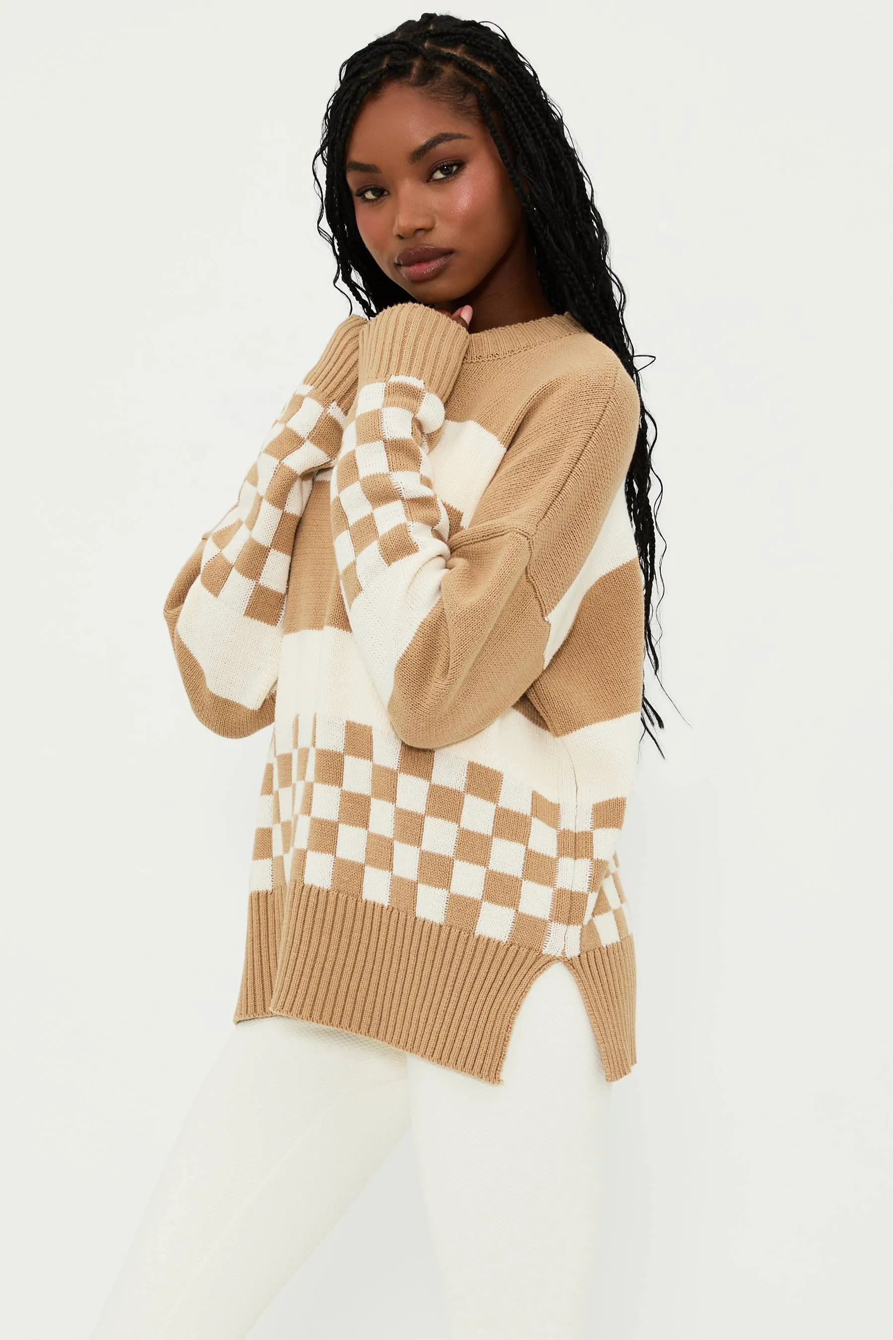 Callie Sweater Taupe Check