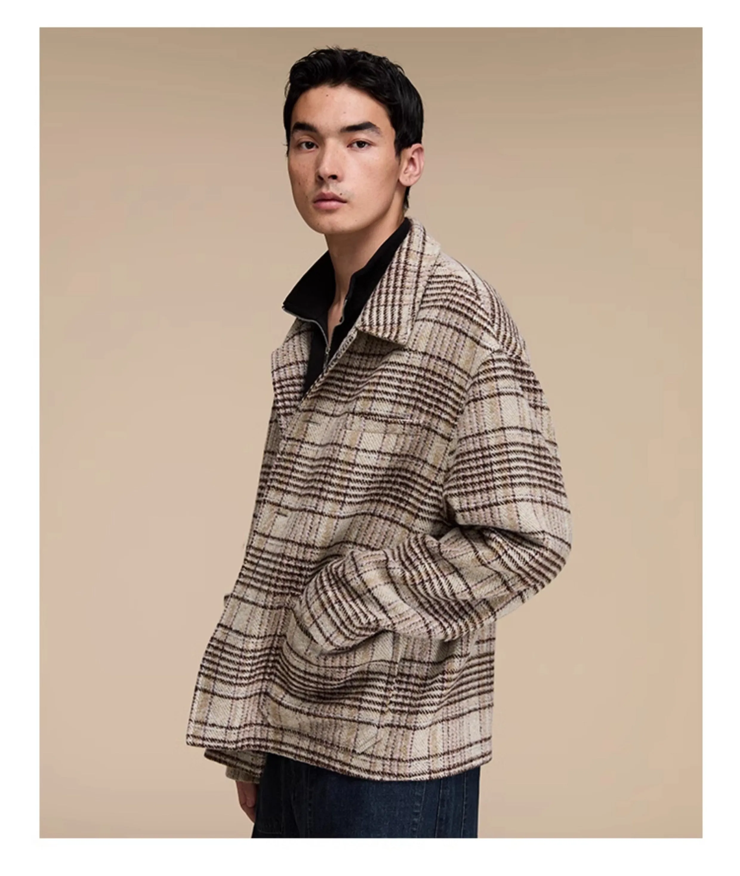 Checked Casual Wool Jacket