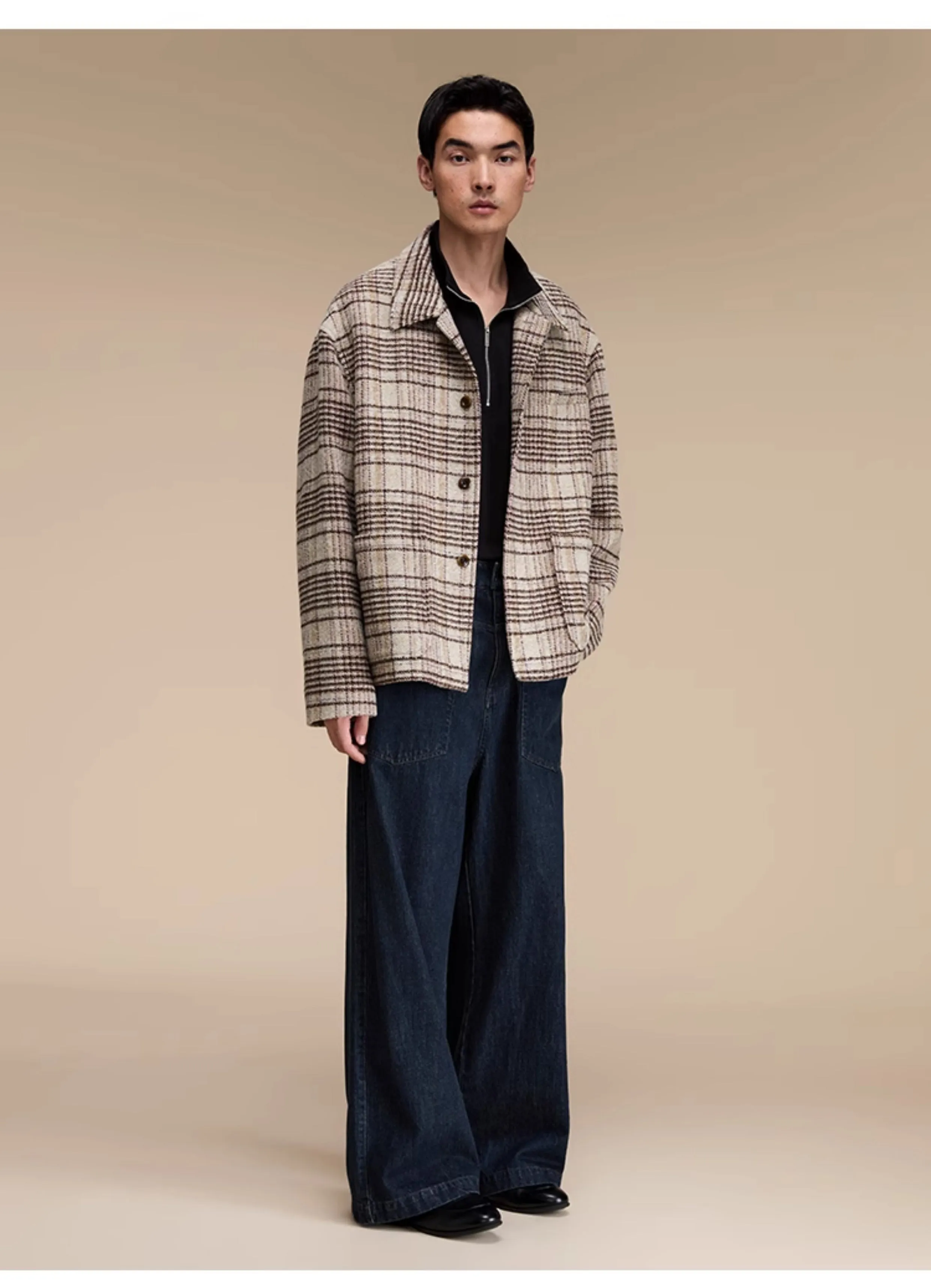 Checked Casual Wool Jacket