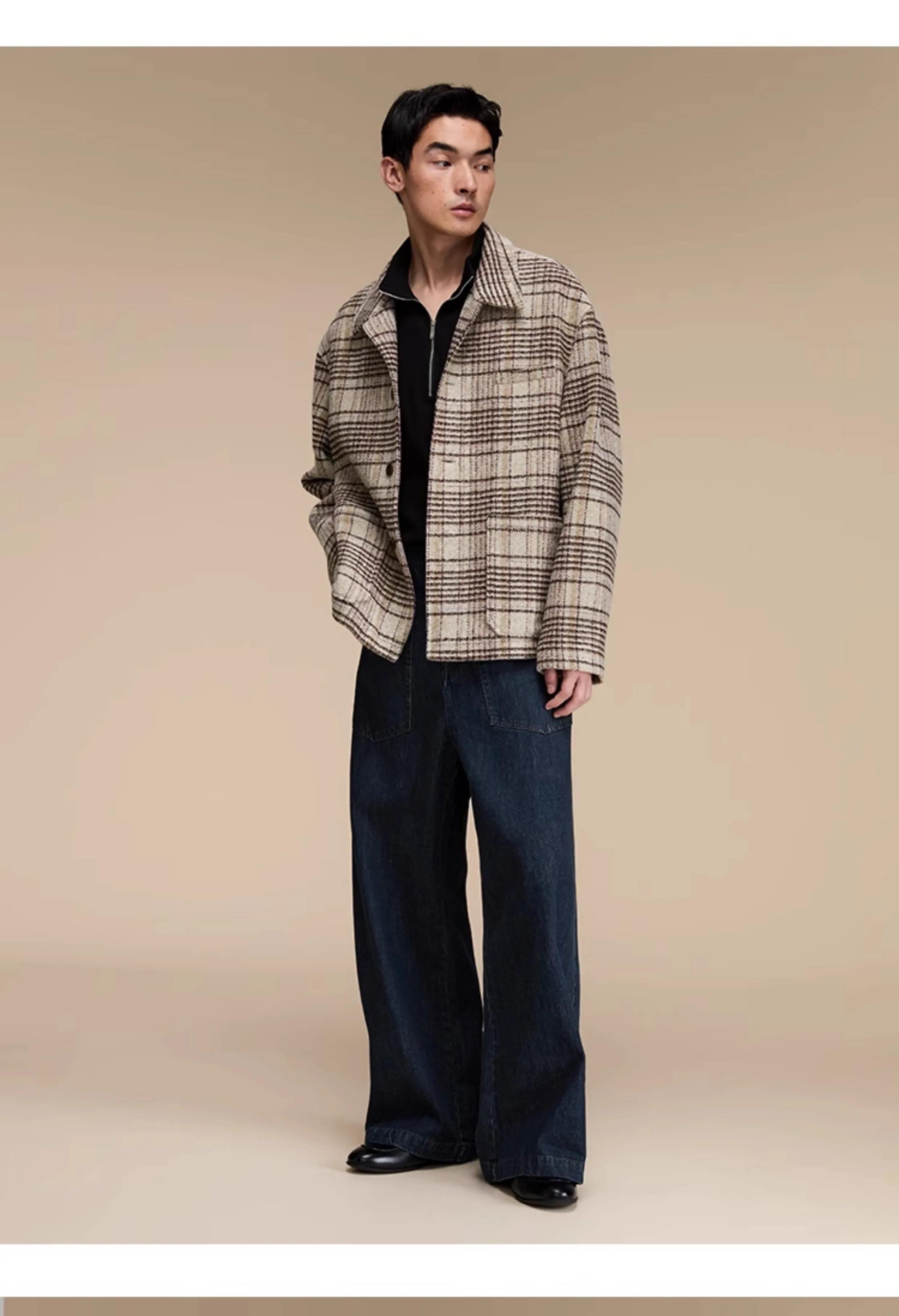 Checked Casual Wool Jacket