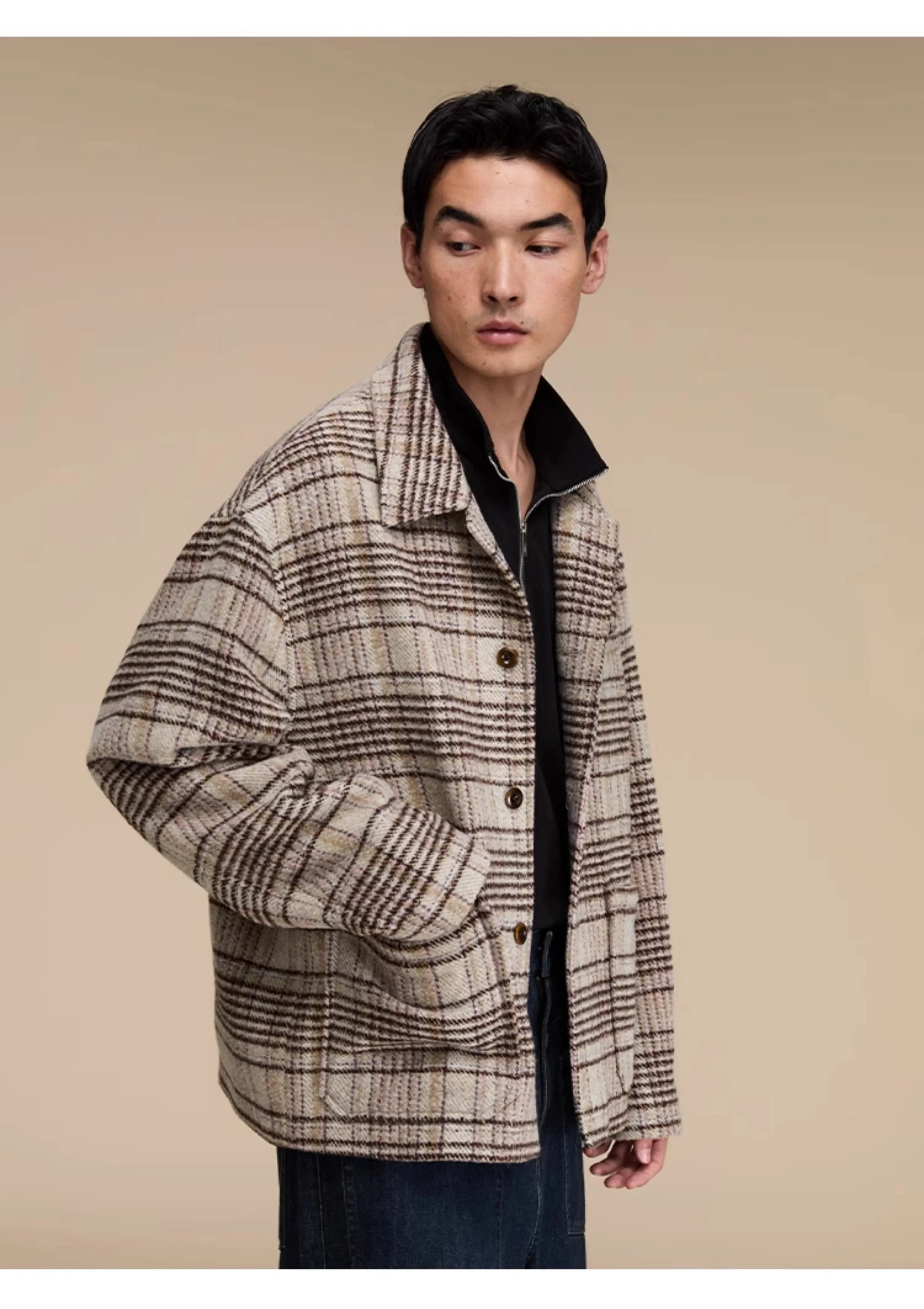 Checked Casual Wool Jacket