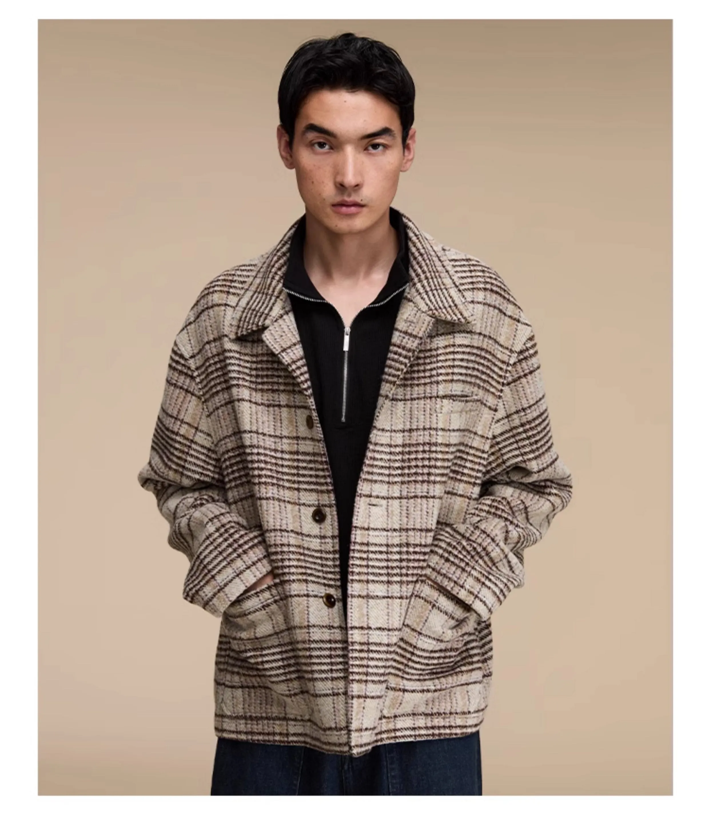 Checked Casual Wool Jacket