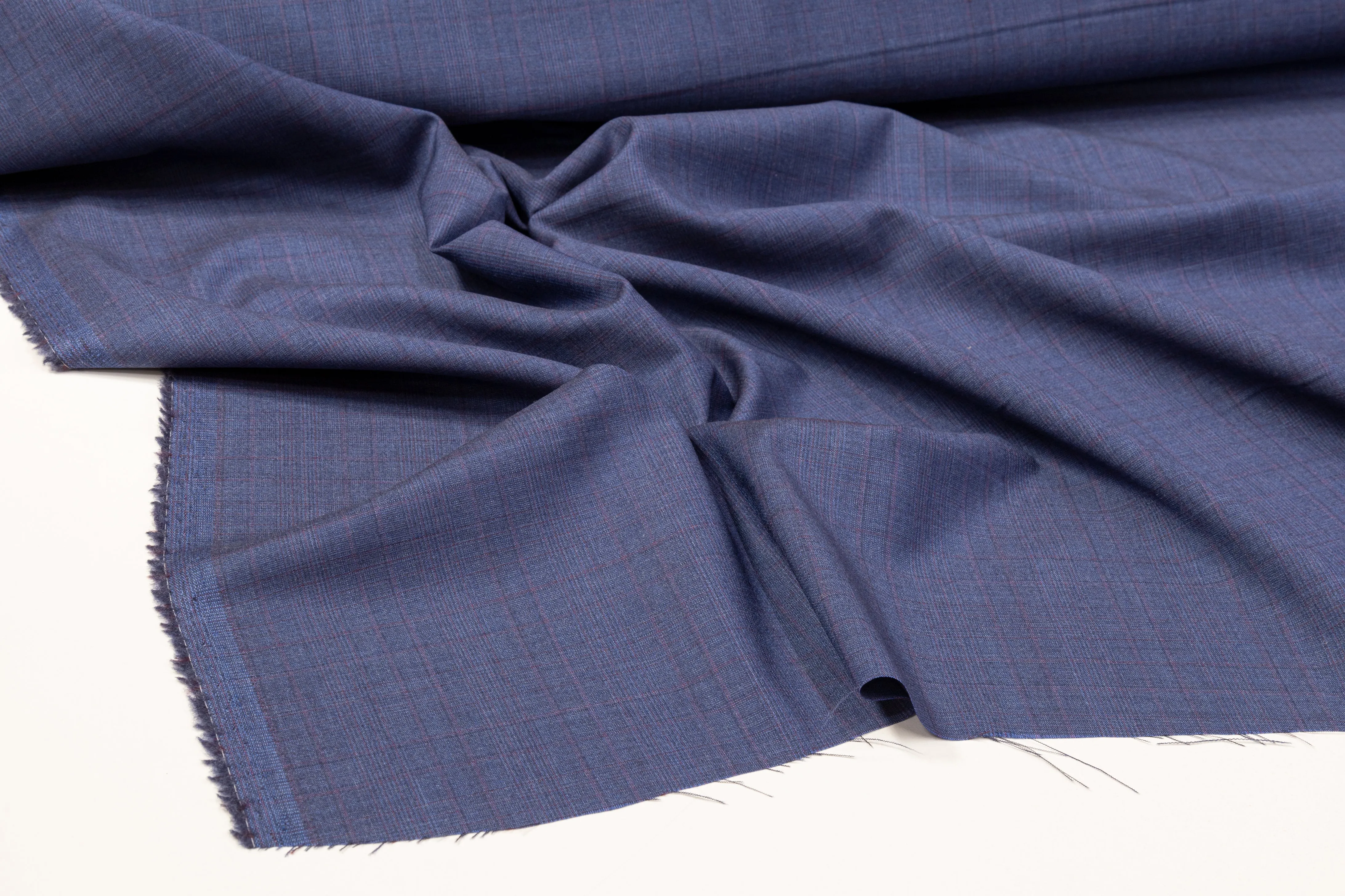 Checked Italian Wool Suiting - Blue