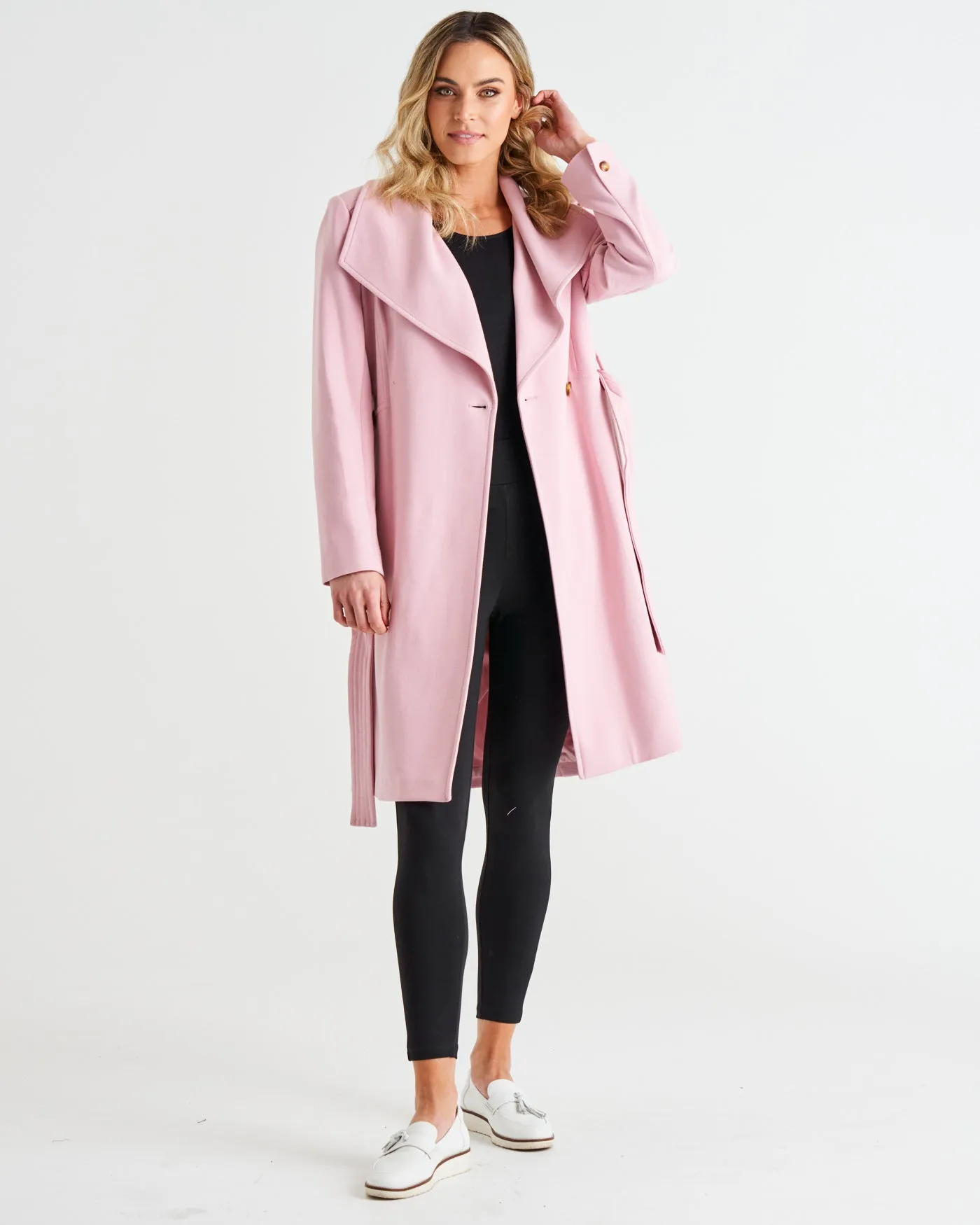 CHRISTINA WRAP COAT - POWDER PETAL