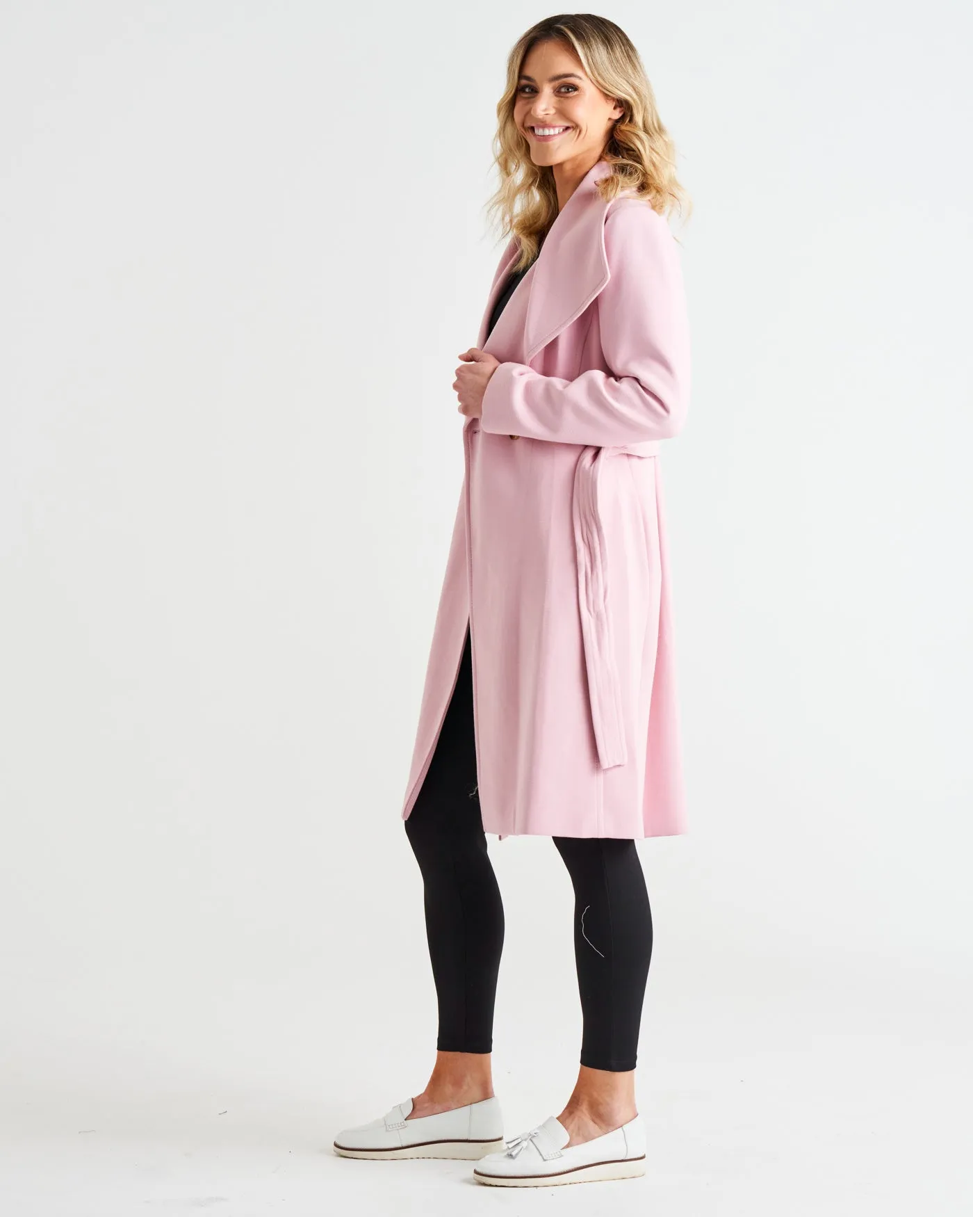 CHRISTINA WRAP COAT - POWDER PETAL