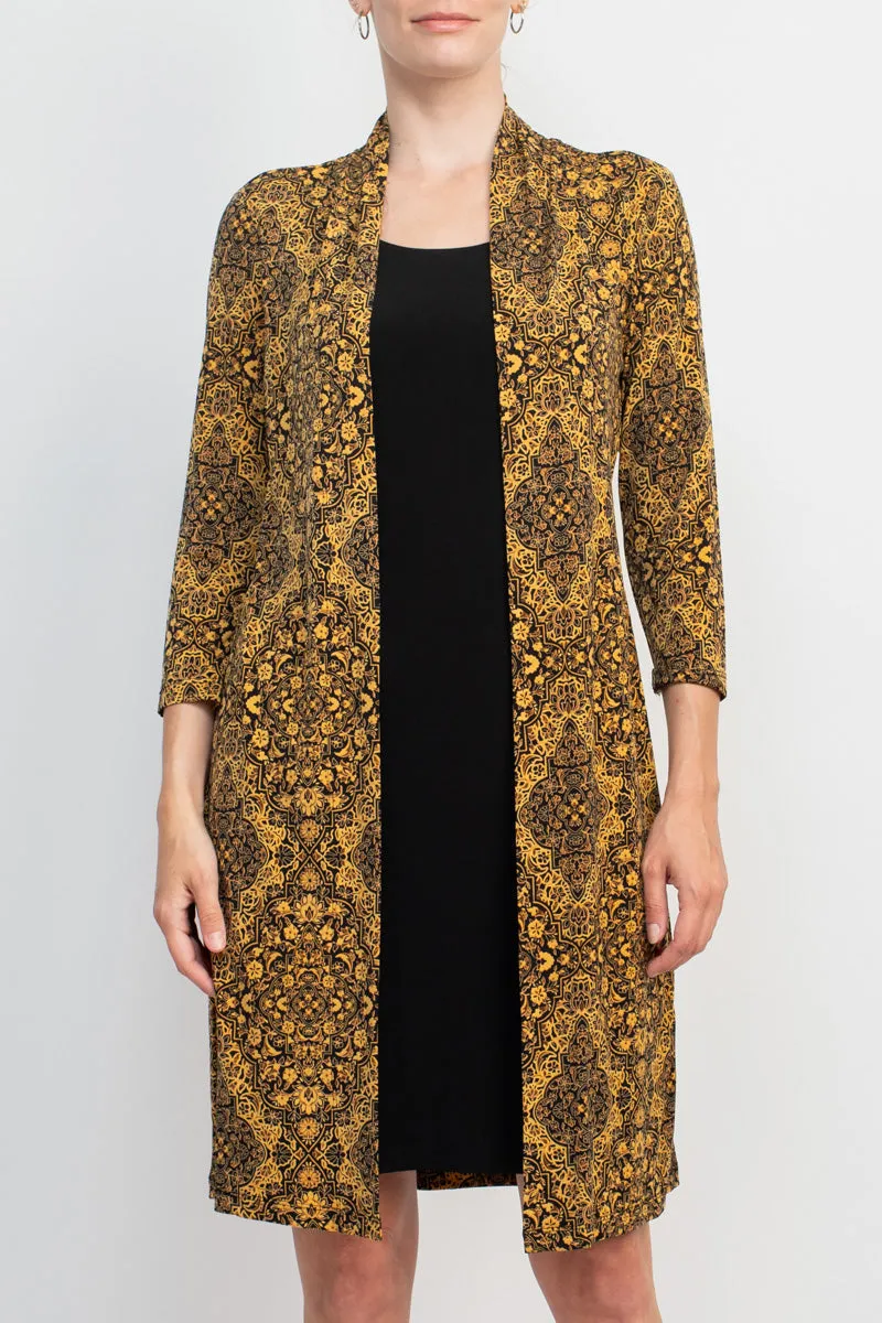 Connected Apparel Scoop Neck Long Sleeve Faux Jacket ITY Dress