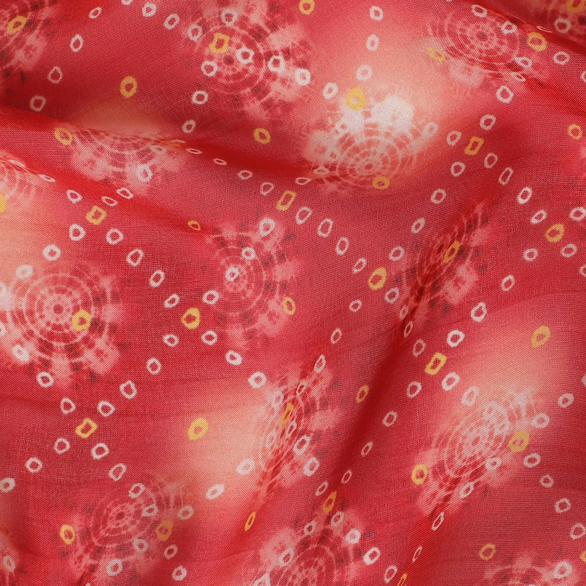 Crimson red Premium pure silk chiffon fabric with multicolor print in floral design-D16995