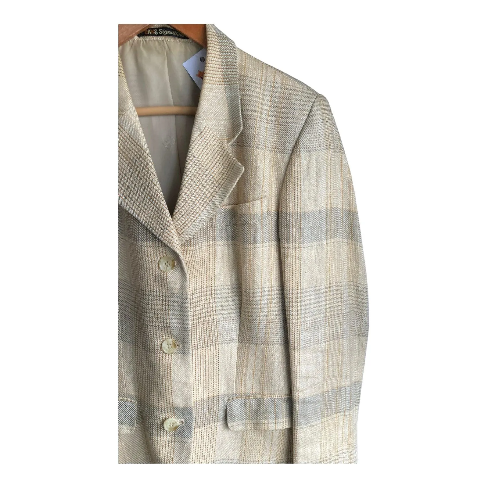 Daks Signature Cream Checked Long Sleeved Jacket UK Size 14