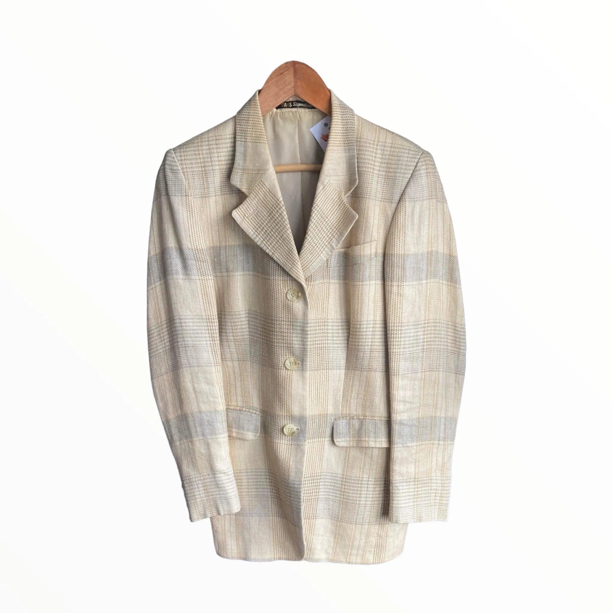 Daks Signature Cream Checked Long Sleeved Jacket UK Size 14