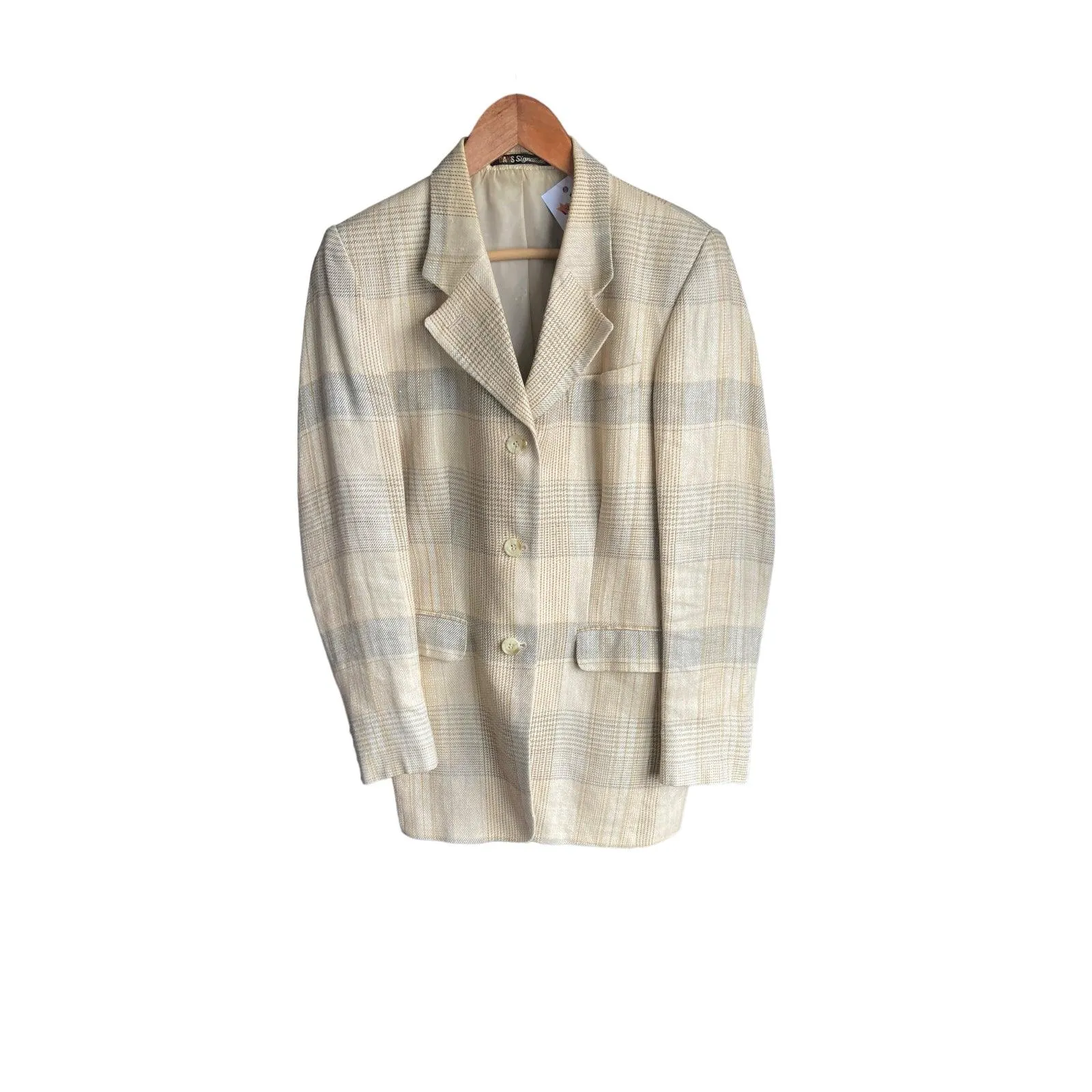 Daks Signature Cream Checked Long Sleeved Jacket UK Size 14