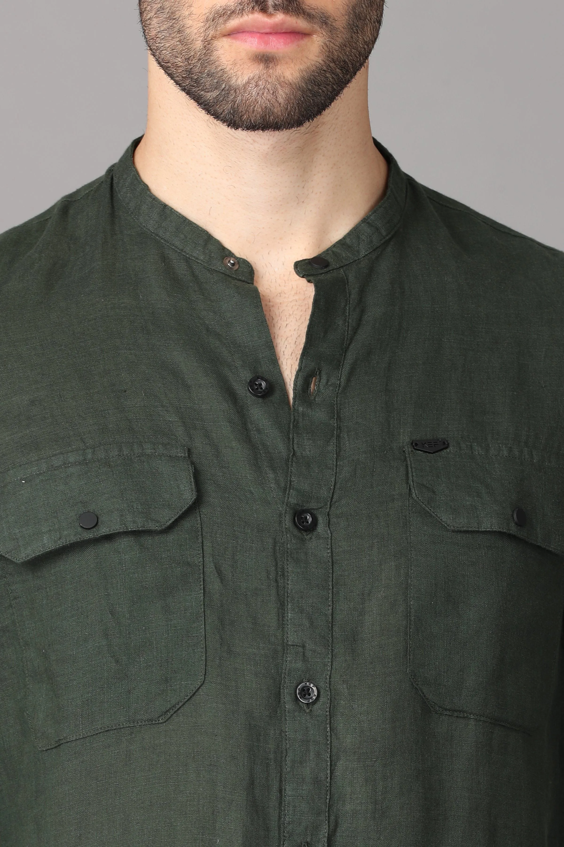 Dark Green Linen Shirt