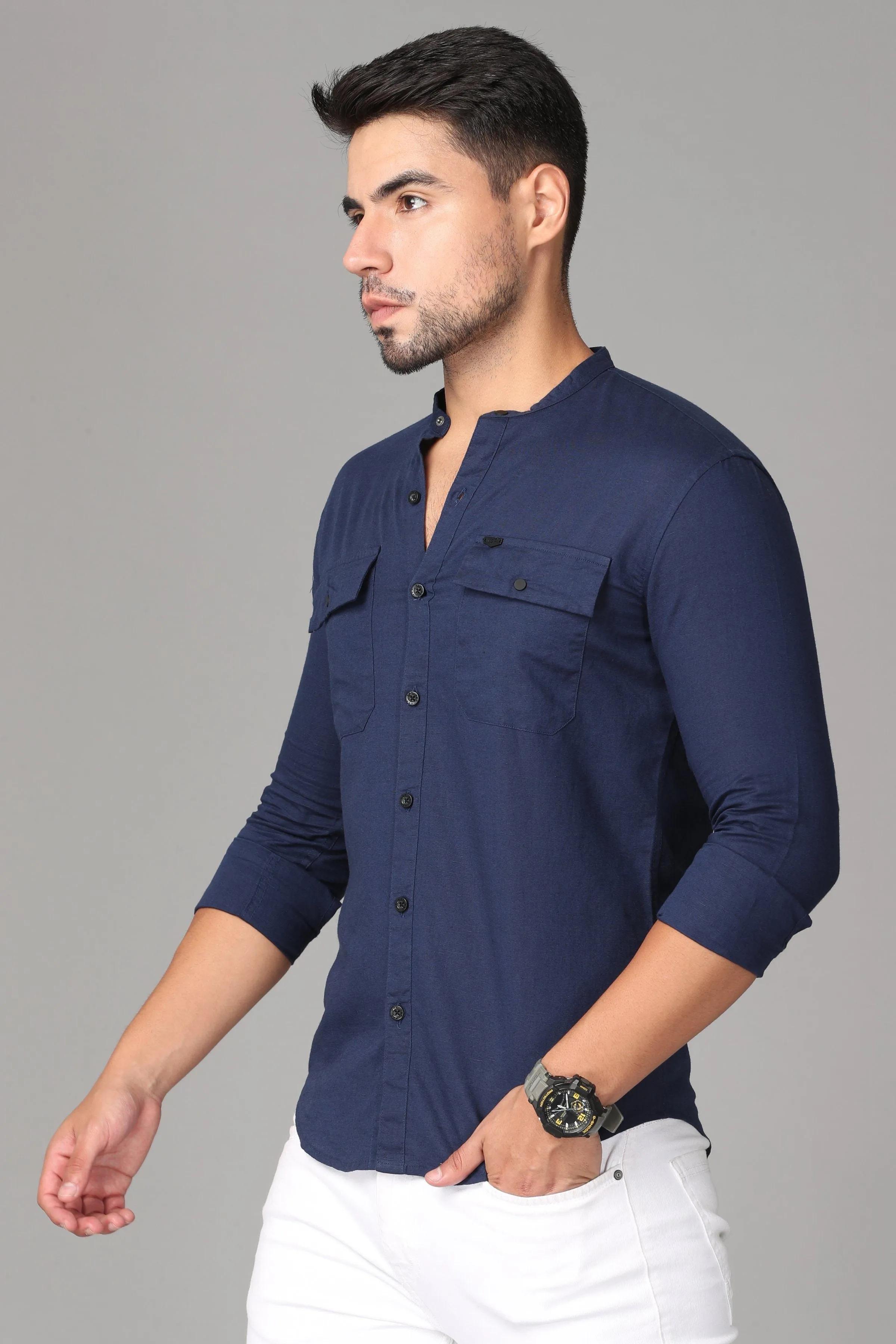 Deep Blue Plain Shirt