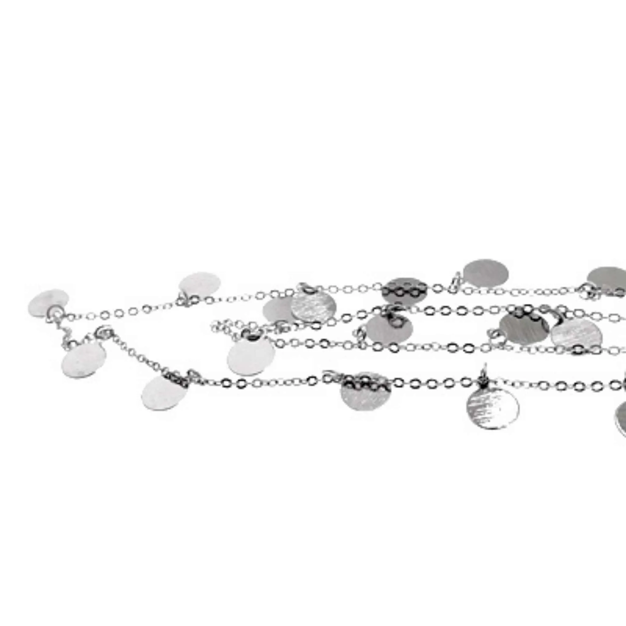 Double Chain Silver Disc Layered Necklace