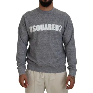 Dsquared² Gray Crystal Embellishment Men Pullover Sweater