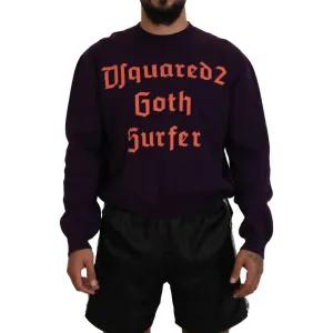 Dsquared² Purple Cotton Printed Men Pullover Sweater