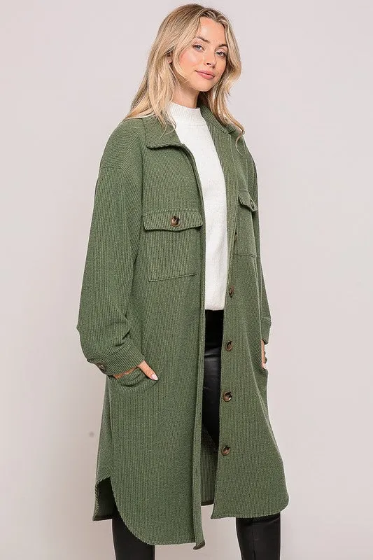 Forest Green Soft And Cozy Oversized Waffle Jacket