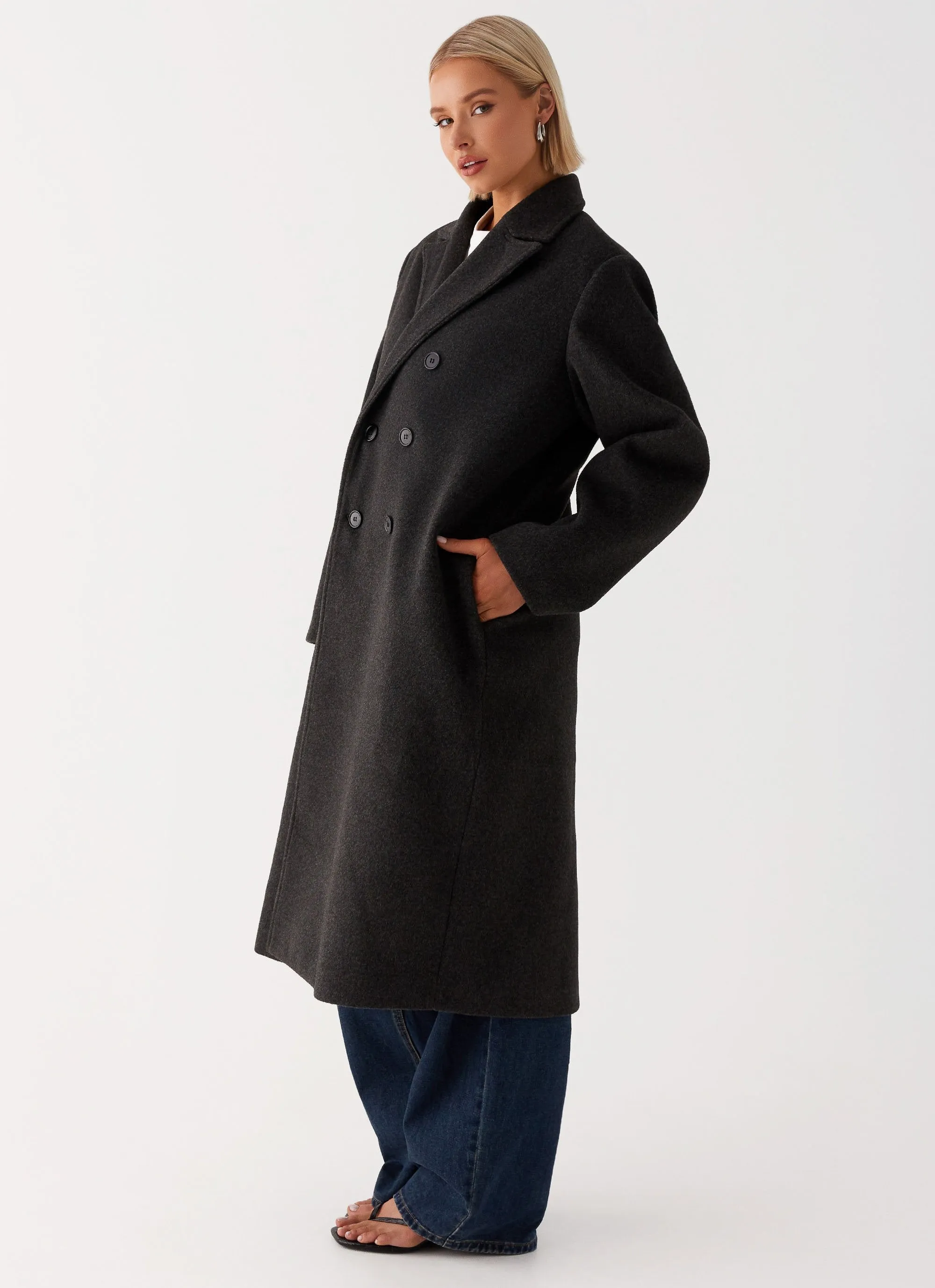 Gianni Double Breast Coat - Charcoal