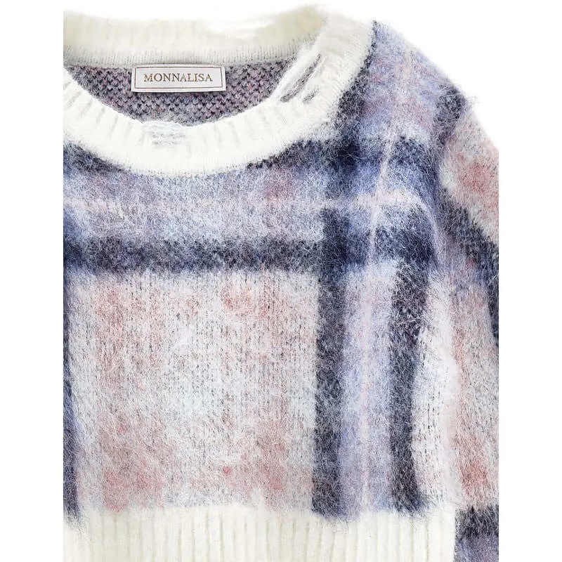 Girls Checked Wool Sweater