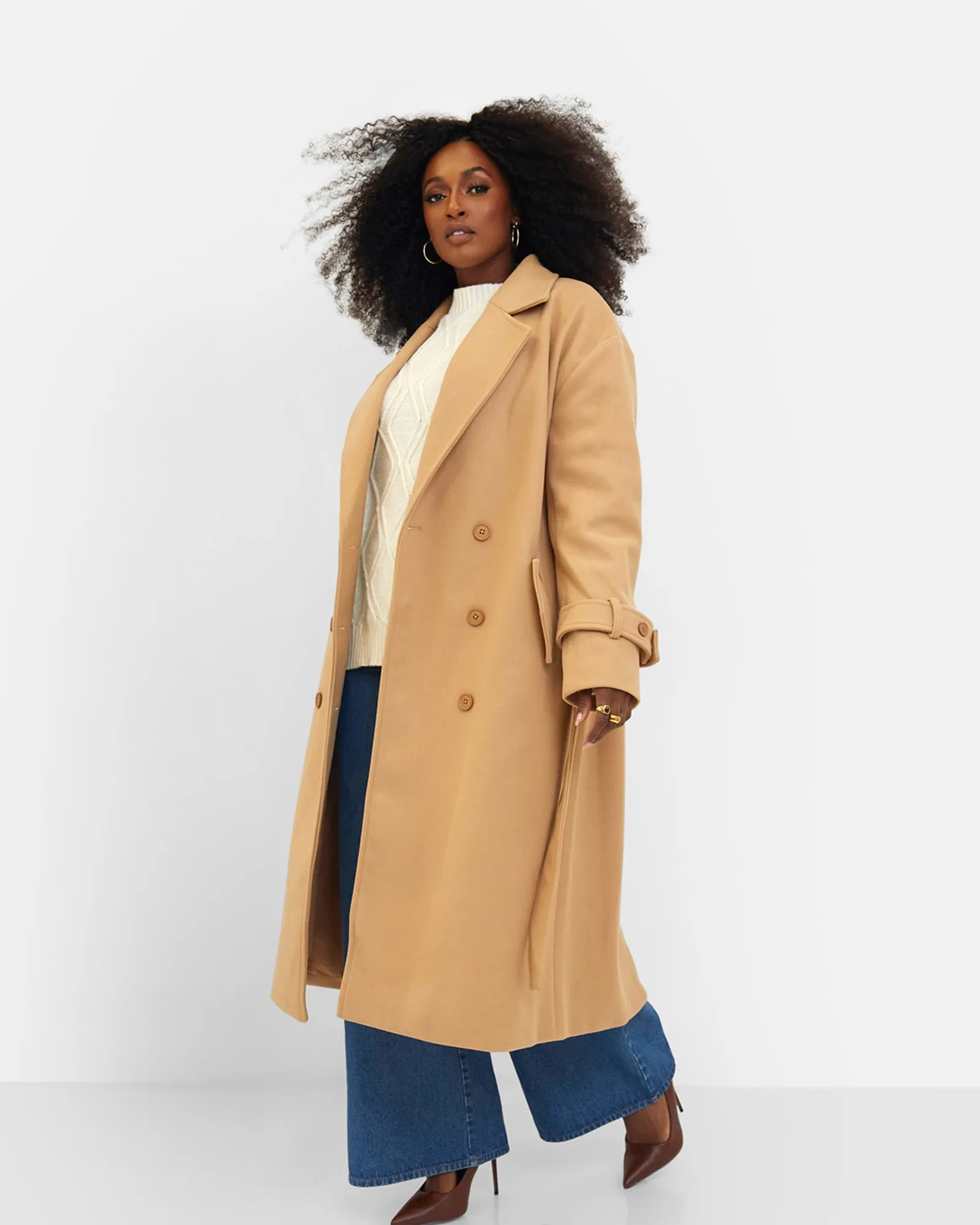 Hazel Structured Belted Coat - Tan | Brown