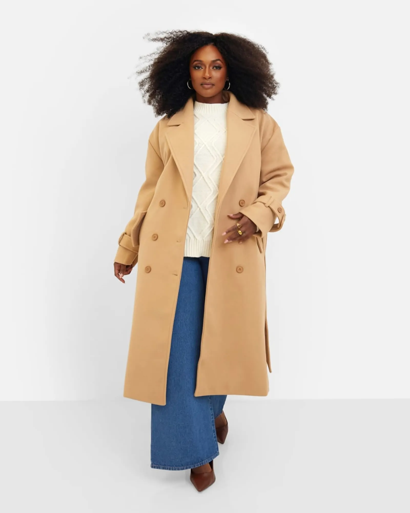 Hazel Structured Belted Coat - Tan | Brown