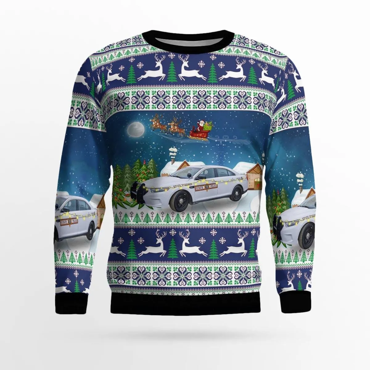 Illinois State Police All Over Print Ugly Christmas Sweater, Gift for Police Christmas