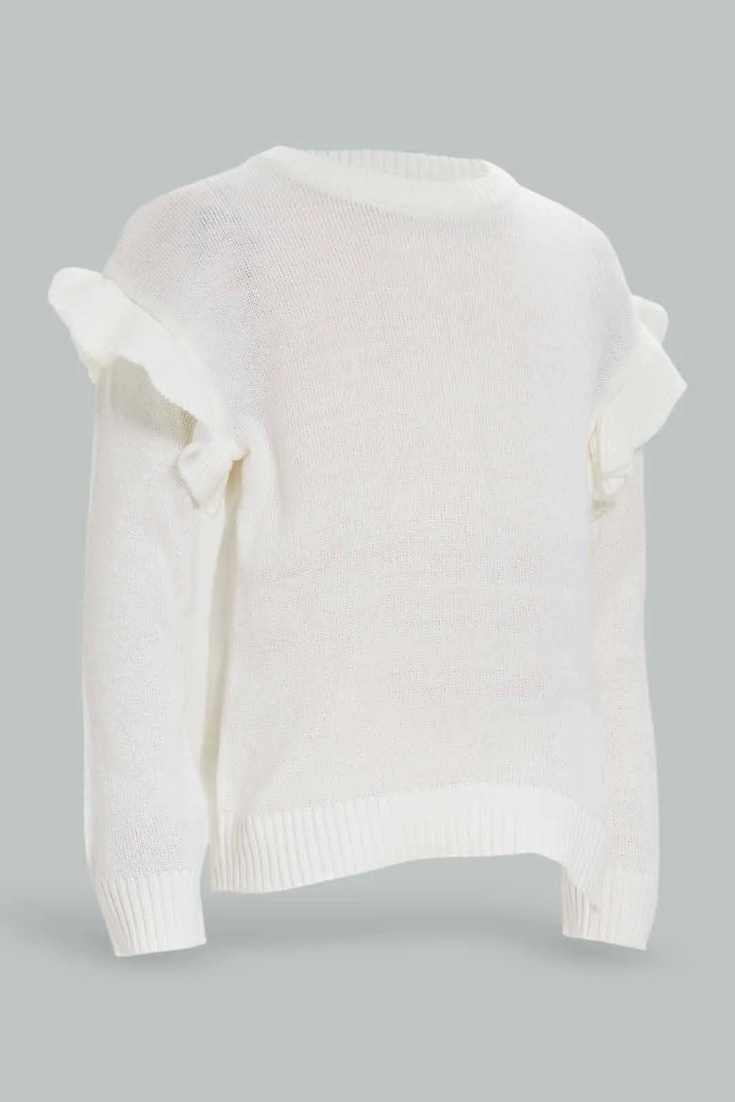 Infant Girls Ivory Solid Knit Pullover