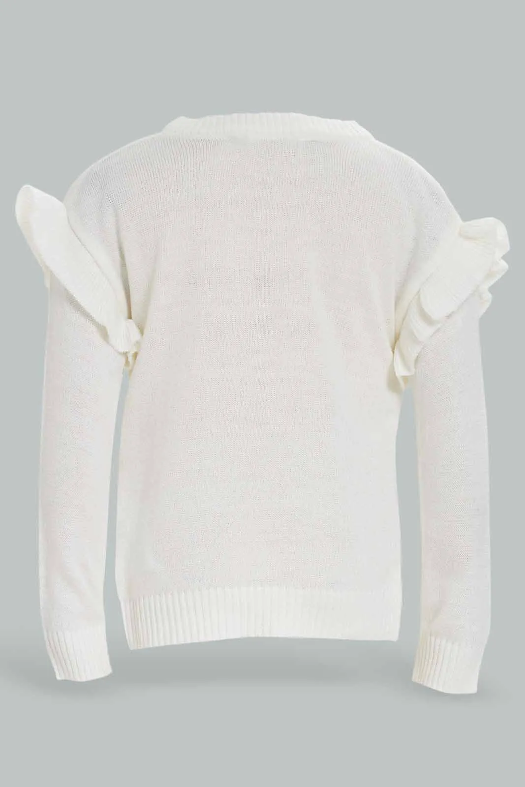 Infant Girls Ivory Solid Knit Pullover