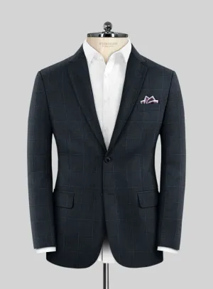 Lanificio Zegna Trofeo Bonsus Teal Blue Checks Wool Jacket