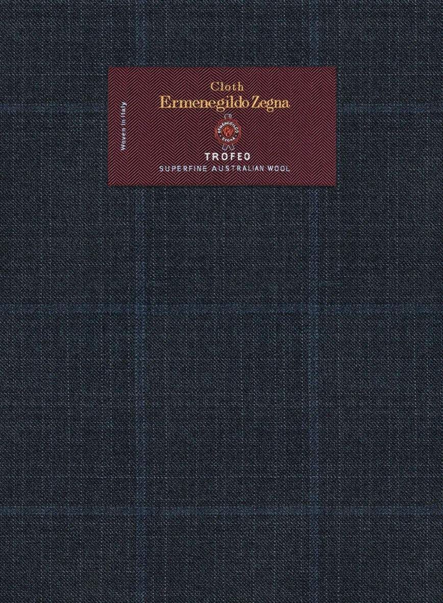 Lanificio Zegna Trofeo Bonsus Teal Blue Checks Wool Jacket