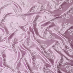 Lavender pink premium pure burnout silk chiffon fabric in floral design-D13109